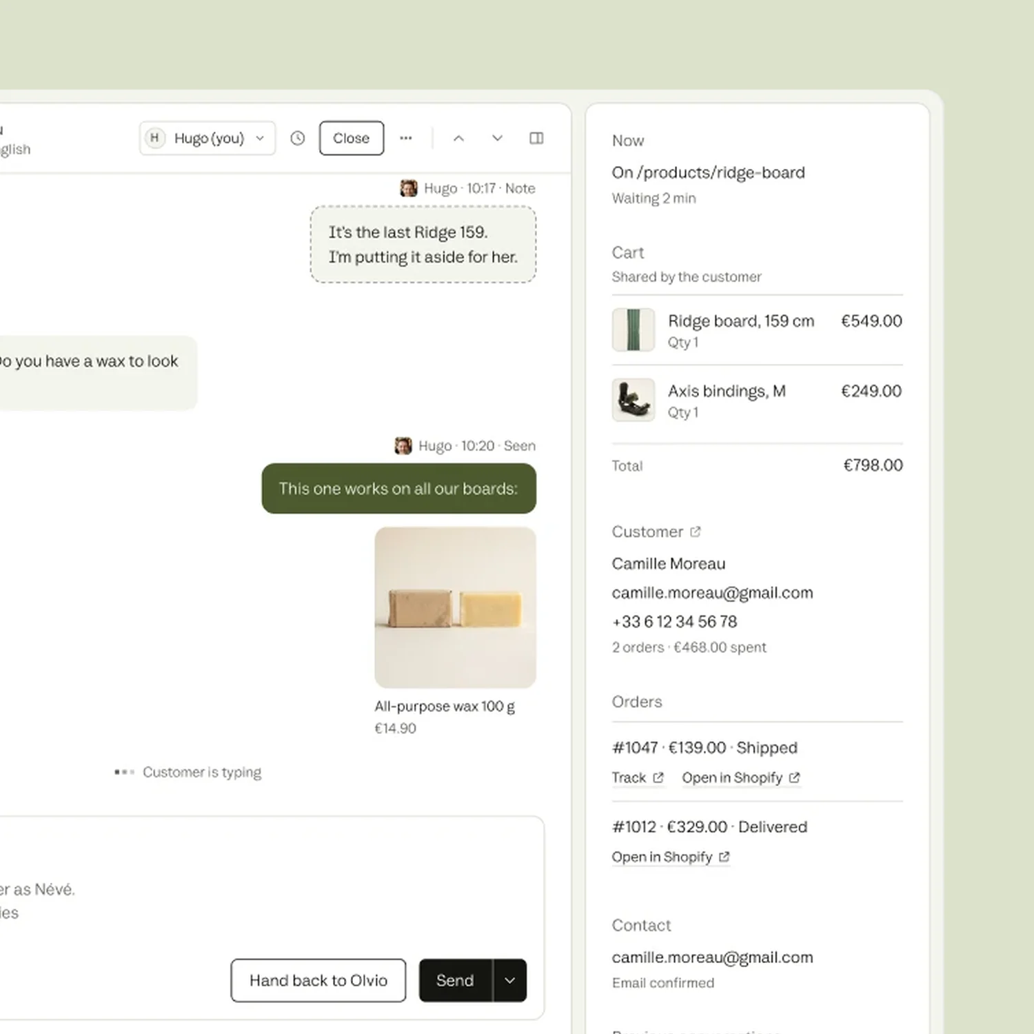 Live chat inbox